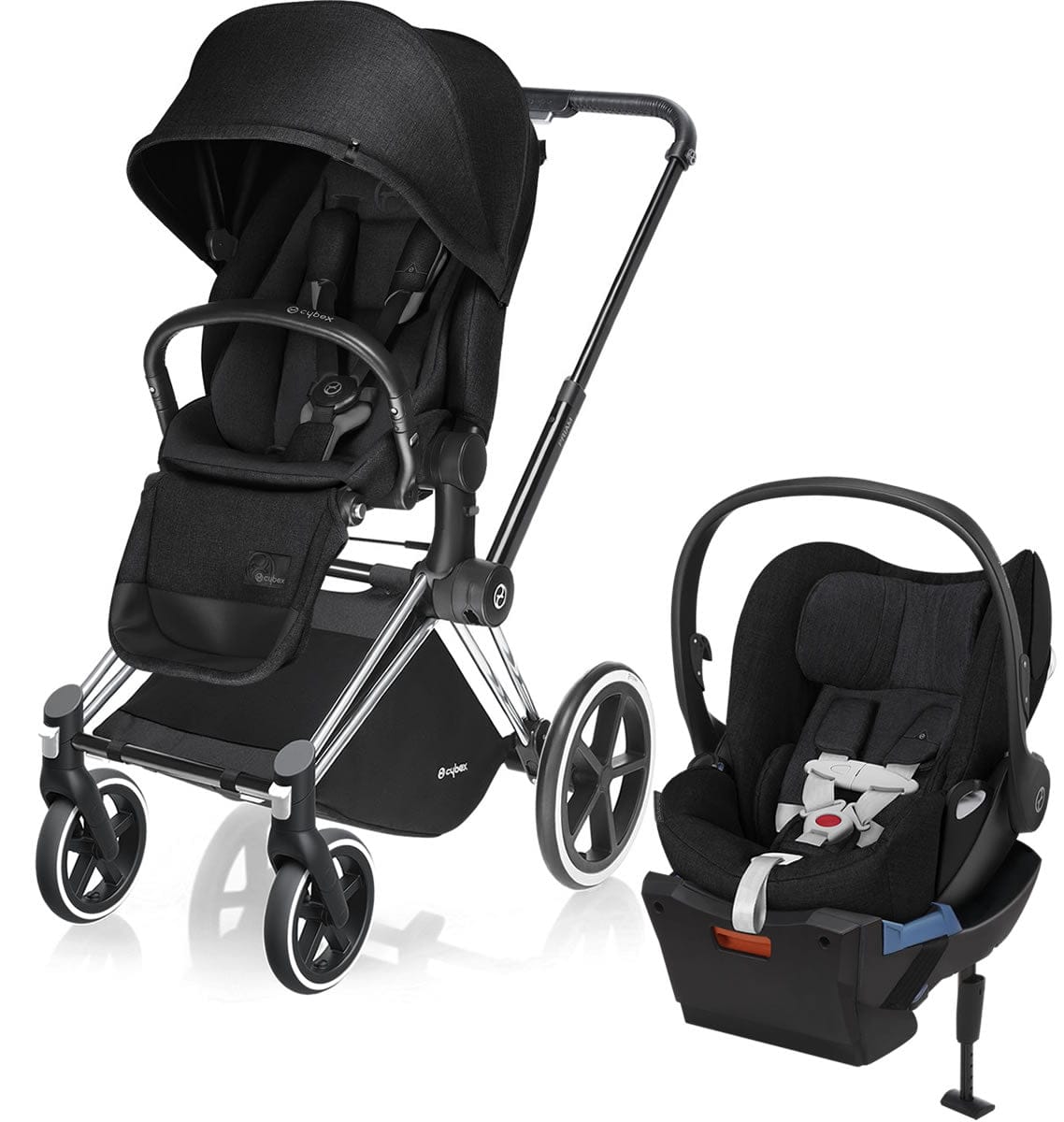 Cybex Priam Lux Trekking + Cloud Q Plus Travel System - Chrome / Stardust Black - 515215309-517001099-517001047