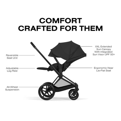 Cybex Priam Stroller (2026) - Matte Black Frame / Sepia Black Lux Seat - 526000019