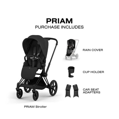 Cybex Priam Stroller (2026) - Matte Black Frame / Sepia Black Lux Seat - 526000019