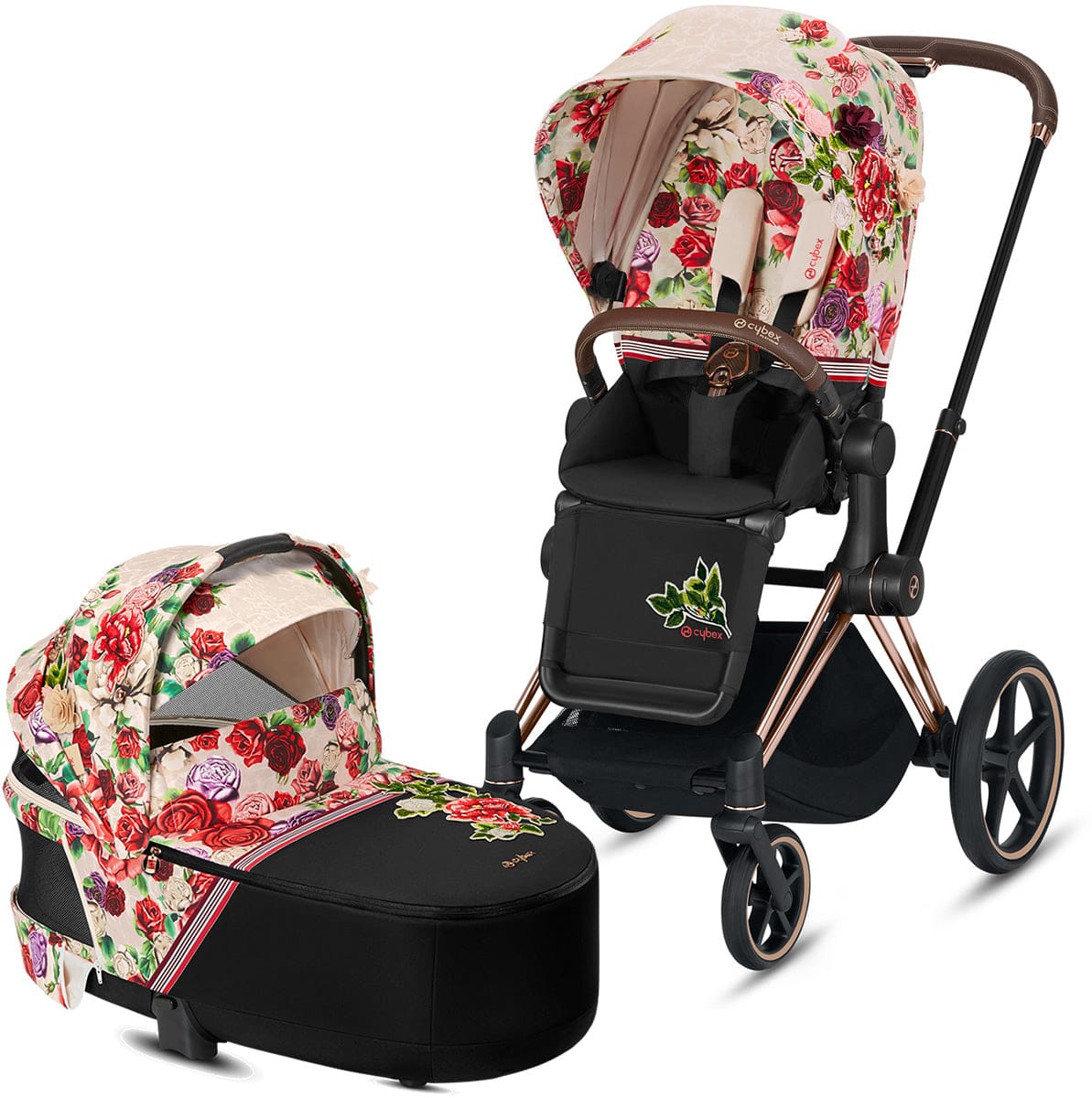 Cybex Priam Stroller & Bassinet - Spring Blossom Light - 519003969-519003263-519003985