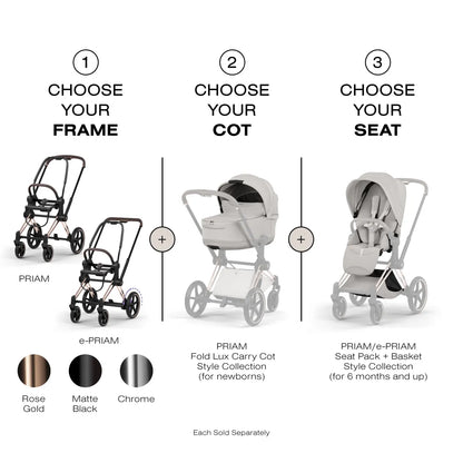 Cybex Priam Style Fold Cot - City Grey - 526000363
