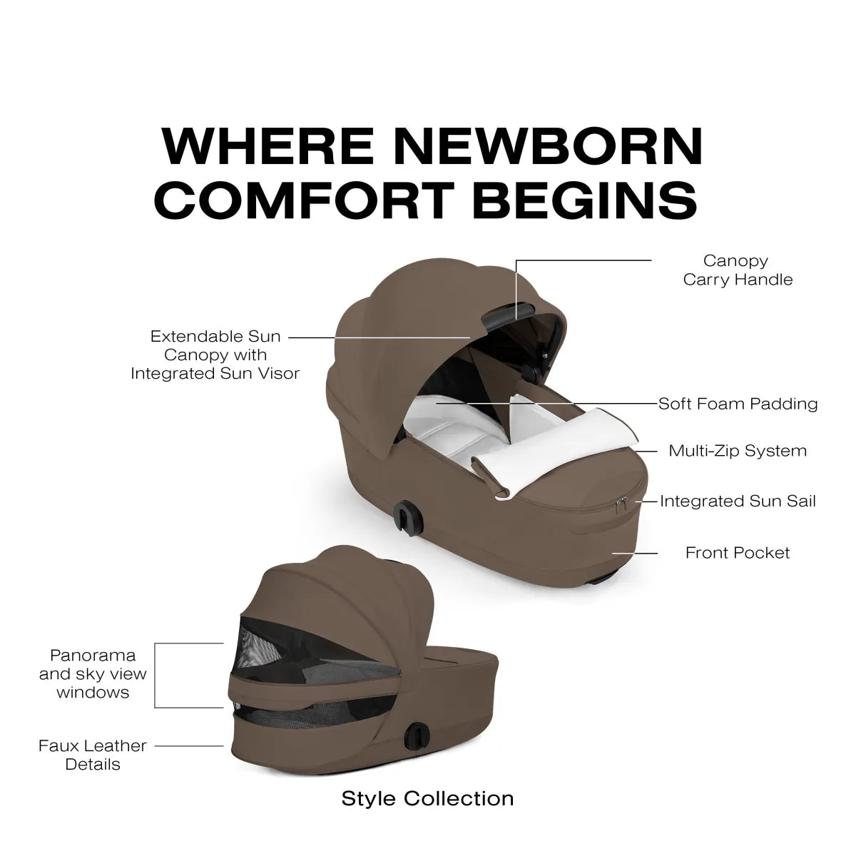 Cybex Priam Style Fold Cot - Coconut Brown - 526001619