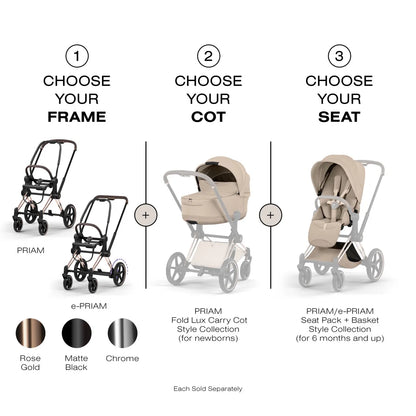 Cybex Priam Style Fold Cot - Cozy Beige - 526000369