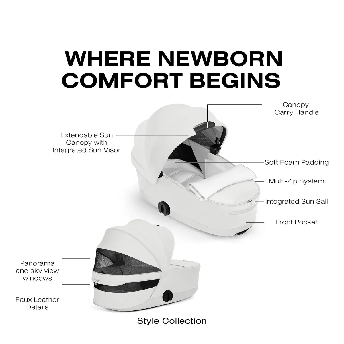 Cybex Priam Style Fold Cot - Off White - 526000387