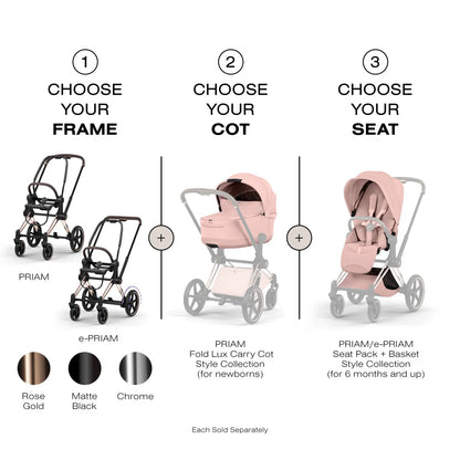 Cybex Priam Style Fold Cot - Peach Pink - 526000393