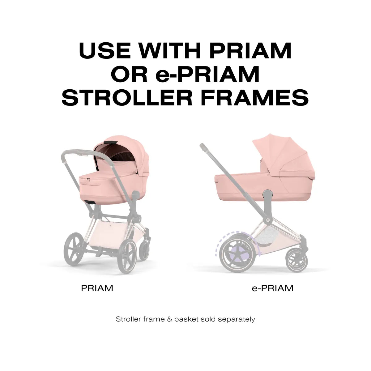 Cybex Priam Style Fold Cot - Peach Pink - 526000393