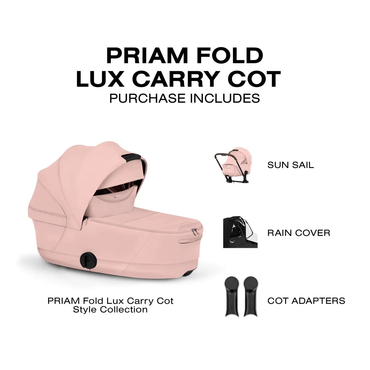 Cybex Priam Style Fold Cot - Peach Pink - 526000393