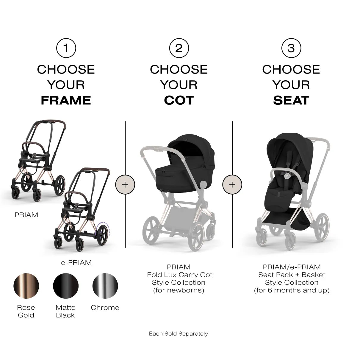 Cybex Priam Style Fold Cot - Sepia Black - 526000357