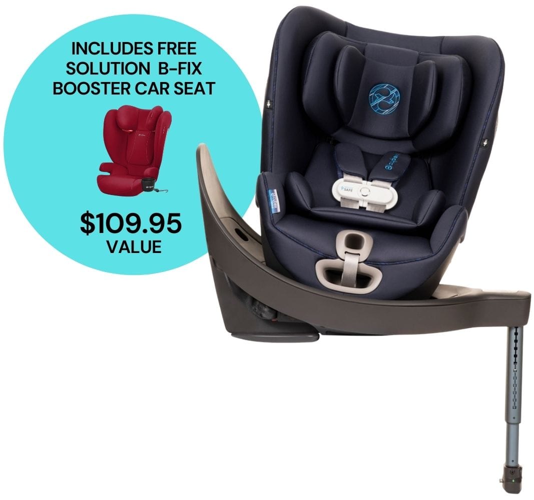 CYBEX Sirona S Rotating Convertible Car Seat with Load Leg + Solution B-Fix Booster Car Seat Bundle - Indigo Blue / Dynamic Red - 519004441-521001643