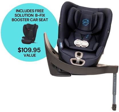 CYBEX Sirona S Rotating Convertible Car Seat with Load Leg + Solution B-Fix Booster Car Seat Bundle - Indigo Blue / Volcano Black - 519004441-521001641