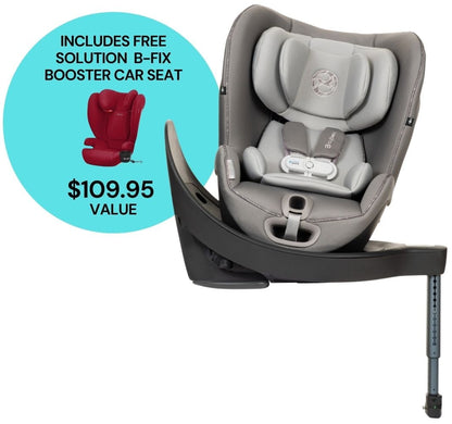 CYBEX Sirona S Rotating Convertible Car Seat with Load Leg + Solution B-Fix Booster Car Seat Bundle - Manhattan Grey / Dynamic Red - 519004439-521001643