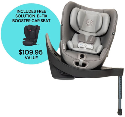 CYBEX Sirona S Rotating Convertible Car Seat with Load Leg + Solution B-Fix Booster Car Seat Bundle - Manhattan Grey / Volcano Black - 519004439-521001641