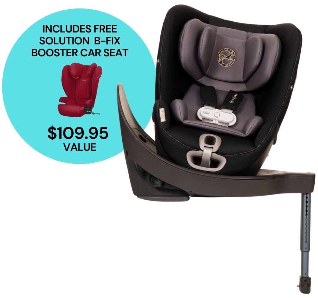 CYBEX Sirona S Rotating Convertible Car Seat with Load Leg + Solution B-Fix Booster Car Seat Bundle - Premium Black / Dynamic Red - 519004437-521001643
