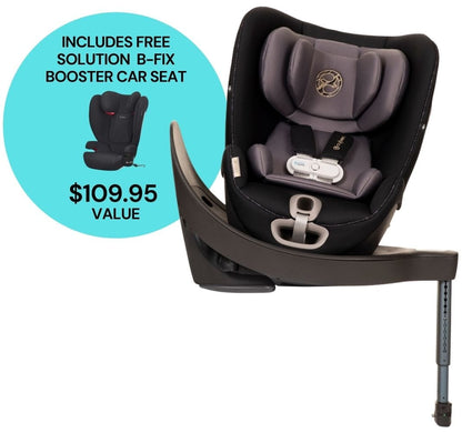 CYBEX Sirona S Rotating Convertible Car Seat with Load Leg + Solution B-Fix Booster Car Seat Bundle - Premium Black / Volcano Black - 519004437-521001641