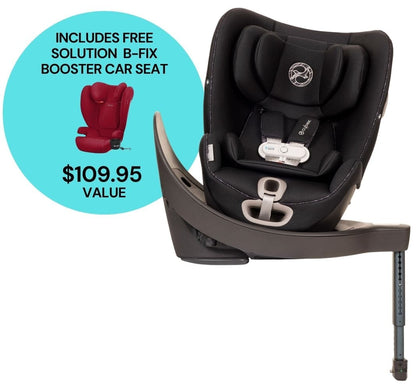 CYBEX Sirona S Rotating Convertible Car Seat with Load Leg + Solution B-Fix Booster Car Seat Bundle - Urban Black / Dynamic Red - 519004435-521001643