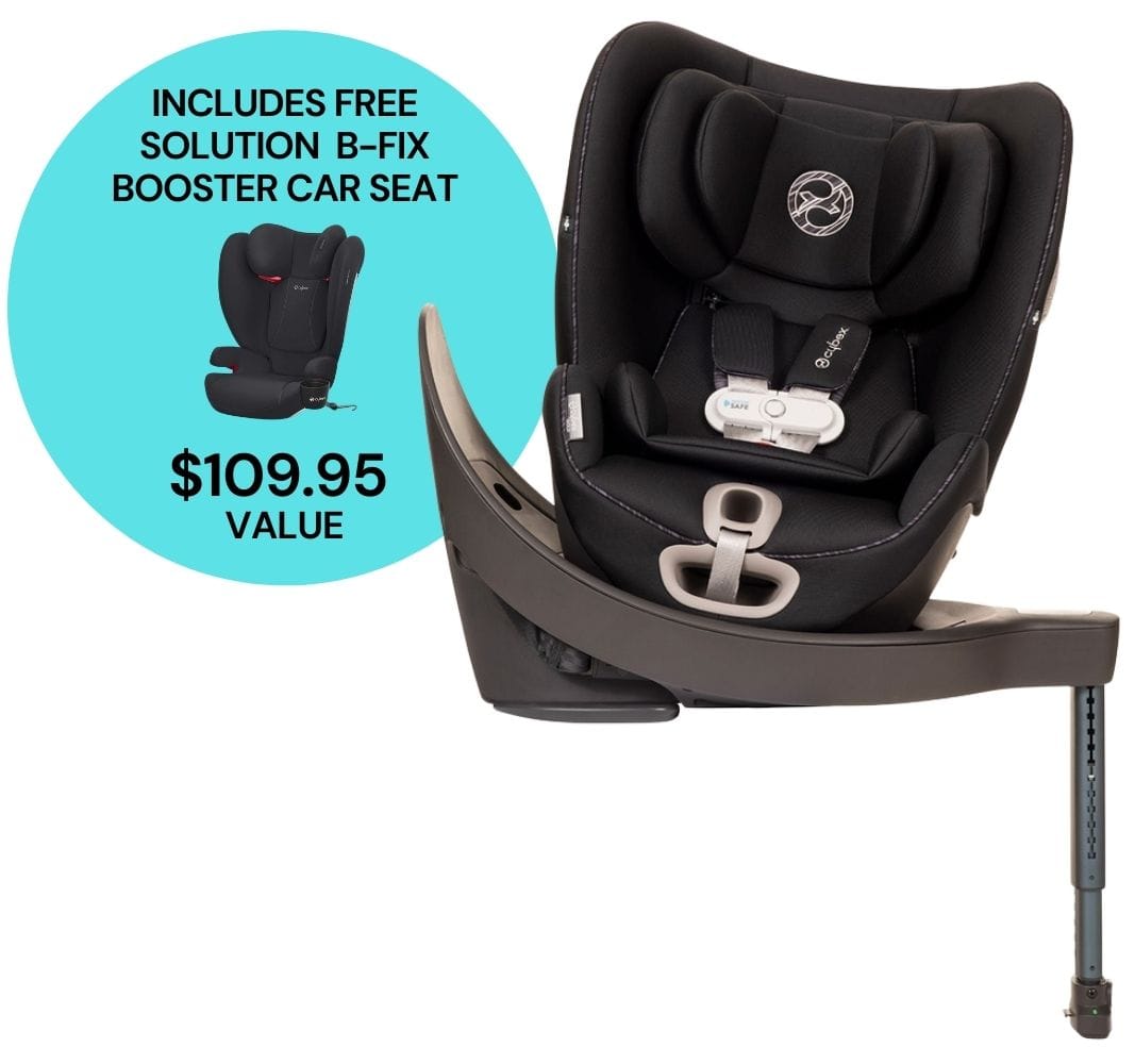 CYBEX Sirona S Rotating Convertible Car Seat with Load Leg + Solution B-Fix Booster Car Seat Bundle - Urban Black / Volcano Black - 519004435-521001641