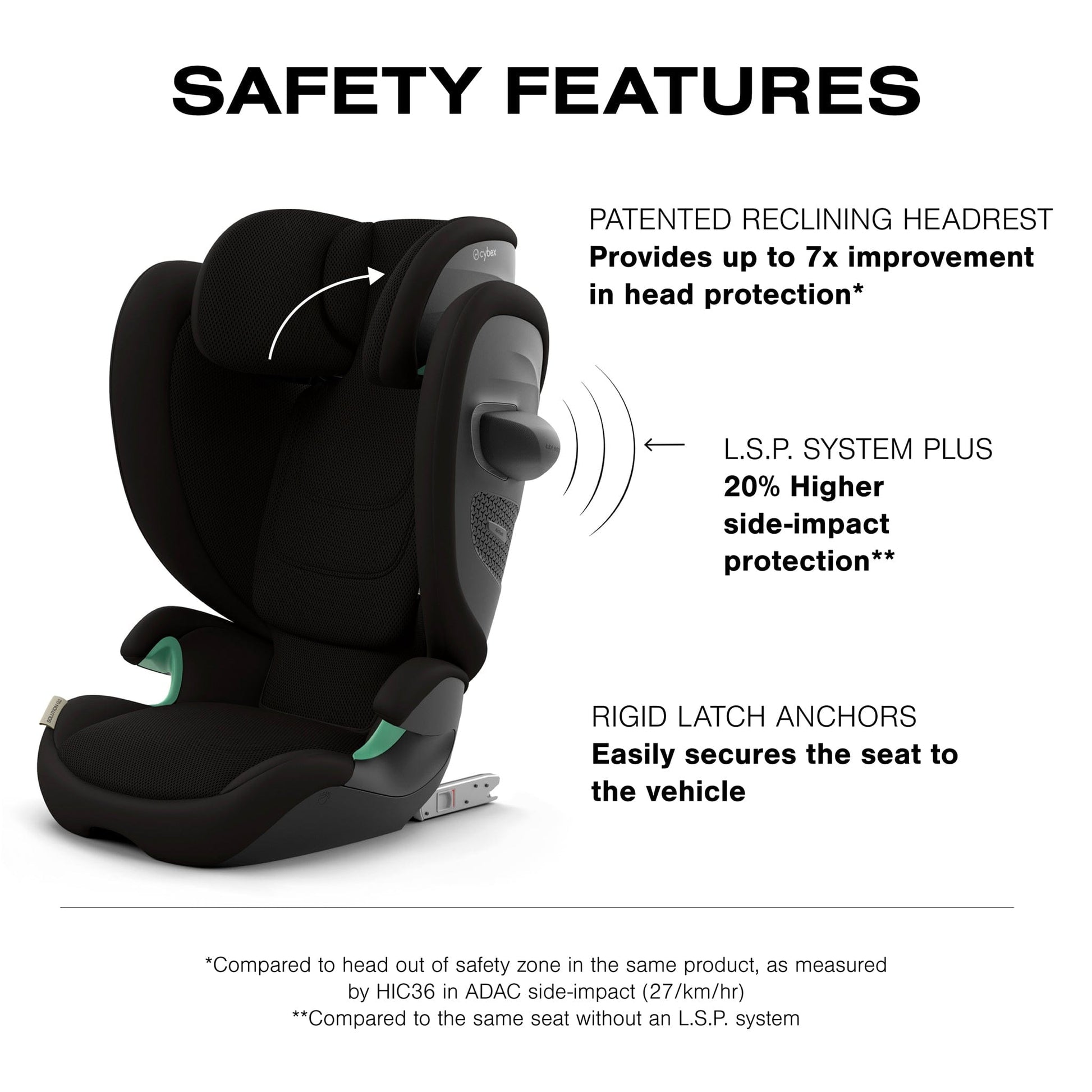 Solution G2 Folding Travel High-Back Booster by Cybex Moon Black