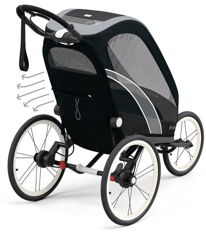 Cybex Zeno Multisport Trailer Bundle - Black Frame + Medal Grey Seat Pack - 521000297-521000377