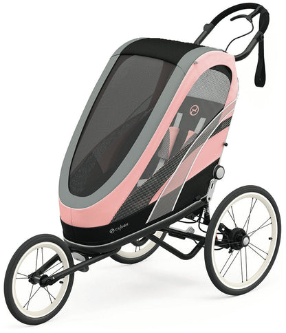 Cybex Zeno Multisport Trailer Bundle - Black Frame + Silver Pink Seat Pack - 521000297-521000379