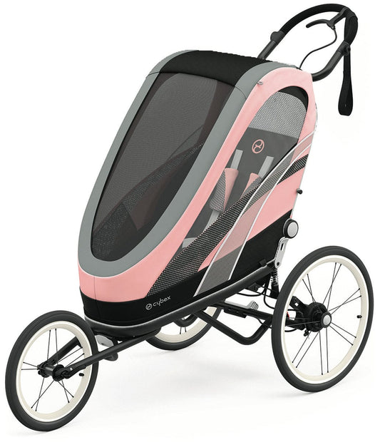 Cybex Zeno Multisport Trailer Bundle - Black Frame + Silver Pink Seat Pack - 521000297-521000379