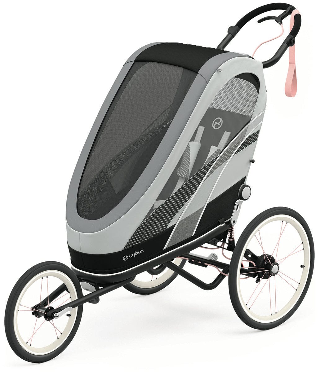 Cybex Zeno Multisport Trailer Bundle - Black/Pink Frame + Medal Grey Seat Pack - 521000309-521000377