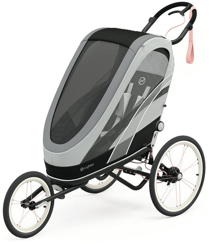 Cybex Zeno Multisport Trailer Bundle - Black/Pink Frame + Medal Grey Seat Pack - 521000309-521000377