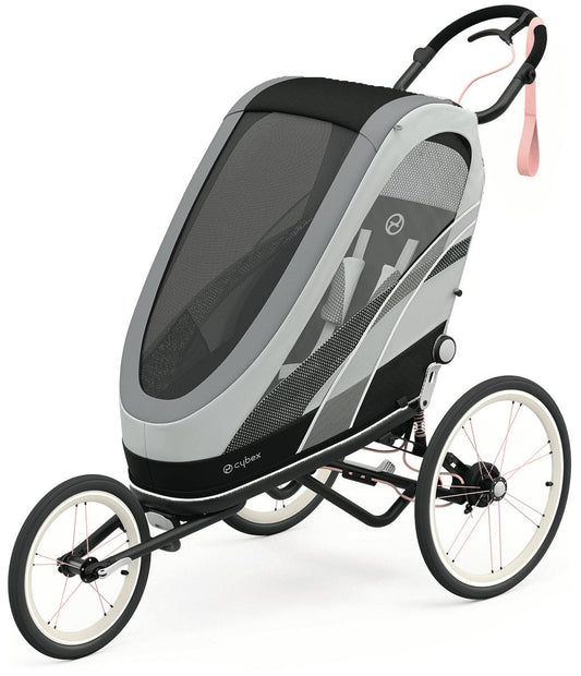 Cybex Zeno Multisport Trailer Bundle - Black/Pink Frame + Medal Grey Seat Pack - 521000309-521000377