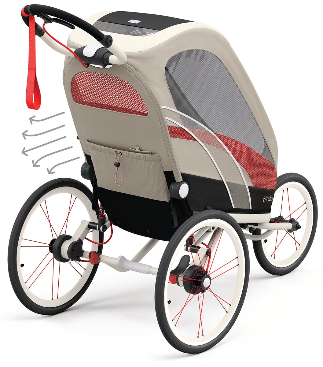 Cybex Zeno Multisport Trailer Bundle - Cream/Orange Frame + All Black Seat Pack - 521000321-521000375