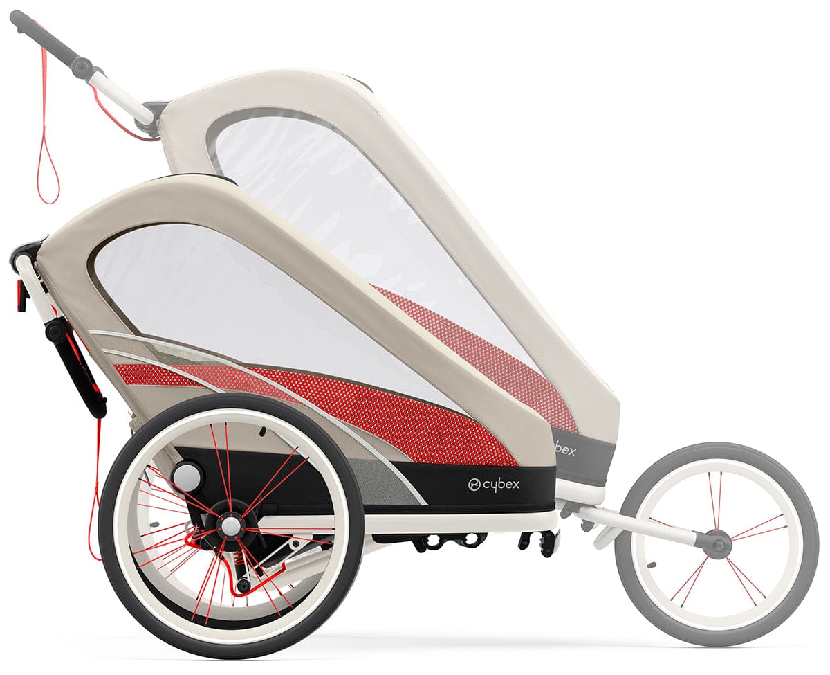Cybex Zeno Multisport Trailer Bundle - Cream/Orange Frame + All Black Seat Pack - 521000321-521000375