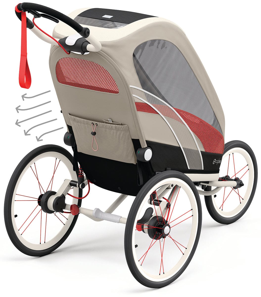 Cybex Zeno Multisport Trailer Bundle - Cream/Orange Frame + Bleached Sand Seat Pack - 521000321-521000381
