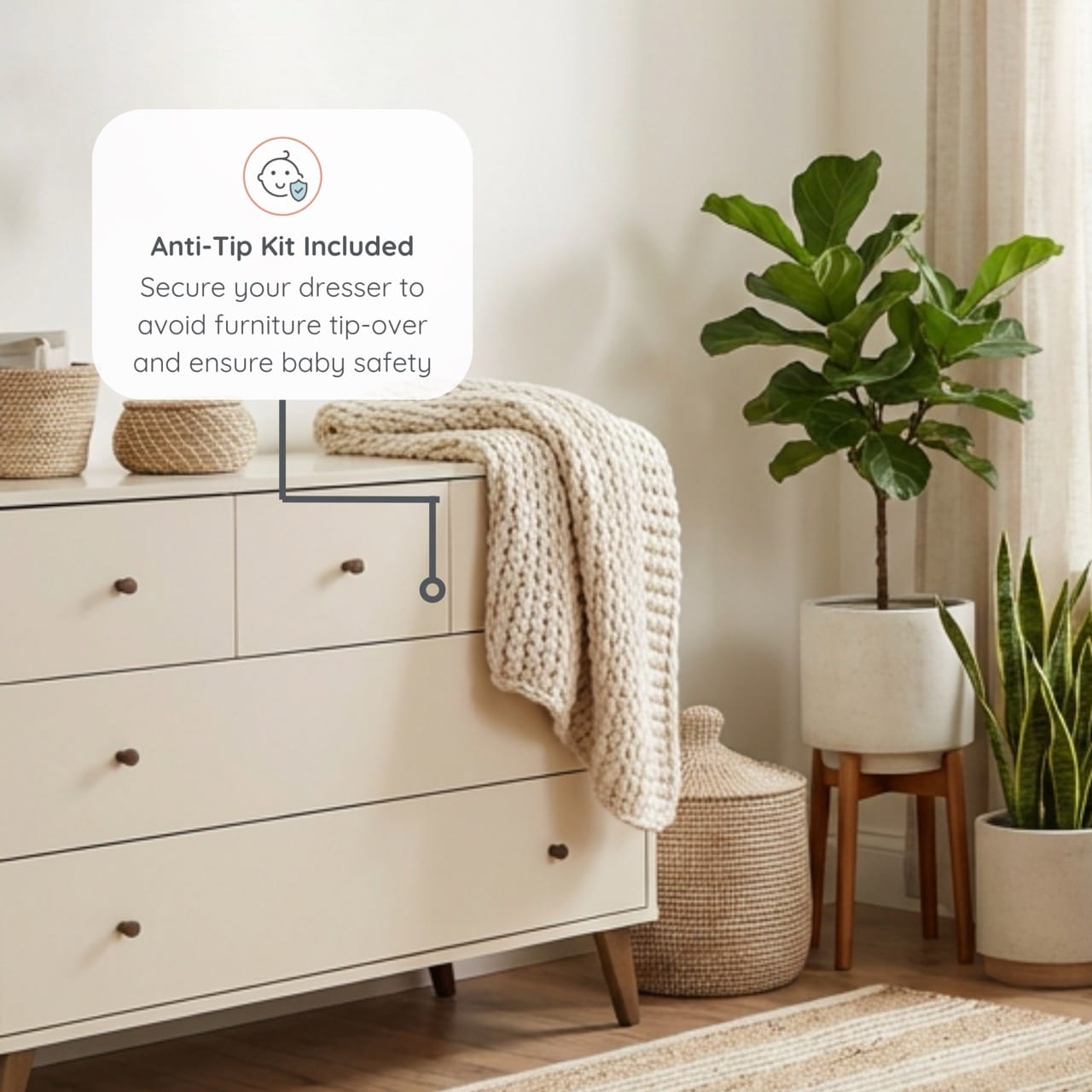 dadada Austin 5-Drawer Dresser - Almond Milk / Walnut - 43182