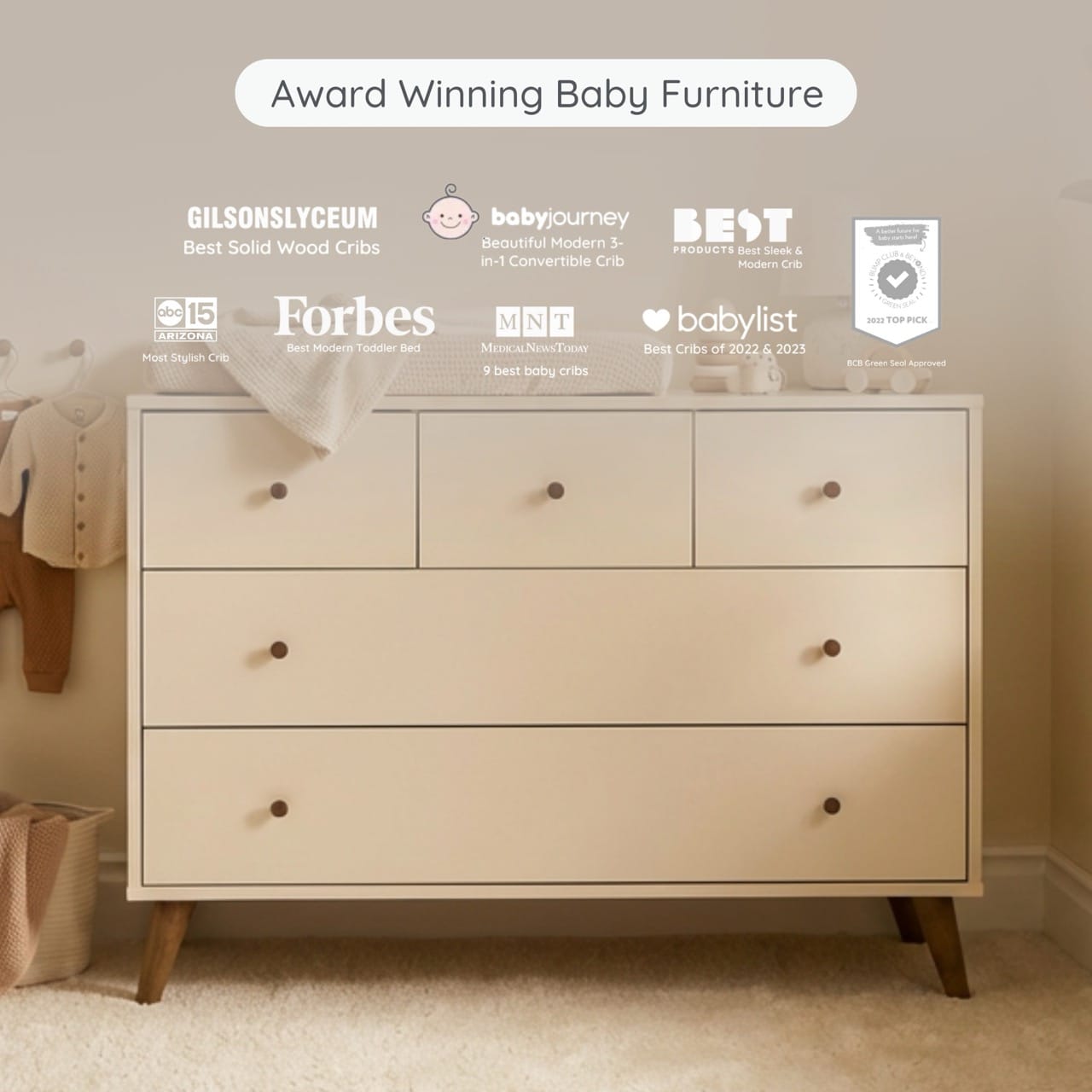 dadada Austin 5-Drawer Dresser - Almond Milk / Walnut - 43182