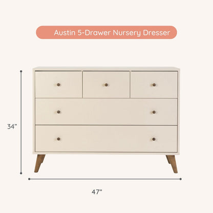 dadada Austin 5-Drawer Dresser - Almond Milk / Walnut - 43182