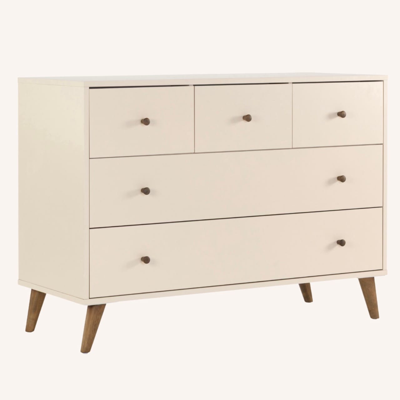 dadada Austin 5-Drawer Dresser - Almond Milk / Walnut - 43182