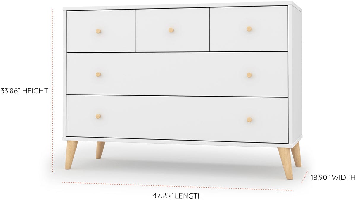dadada Austin 5-Drawer Dresser - White / Natural - 43131-da