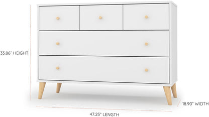 dadada Austin 5-Drawer Dresser - White / Natural - 43131-da