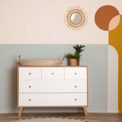 dadada Austin 5-Drawer Dresser - White / Red Oak - 43161-da