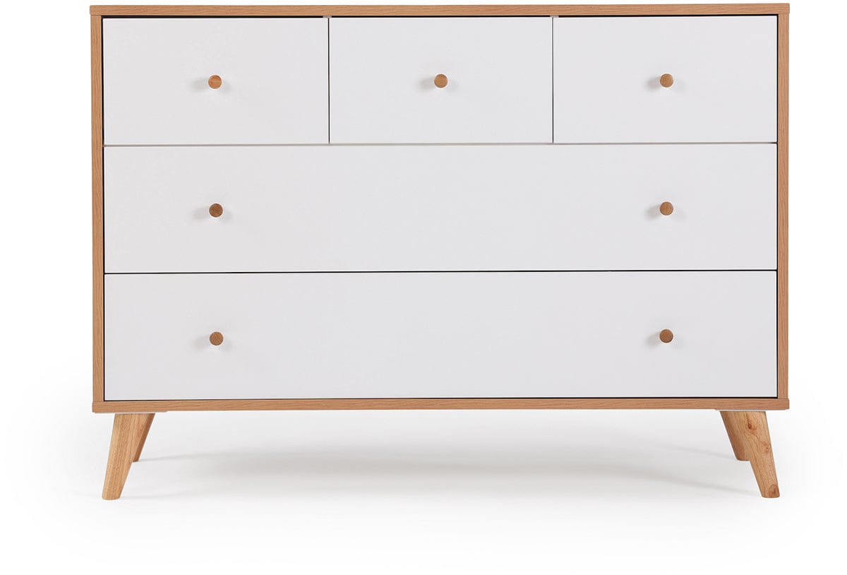 dadada Austin 5-Drawer Dresser - White / Red Oak - 43161-da