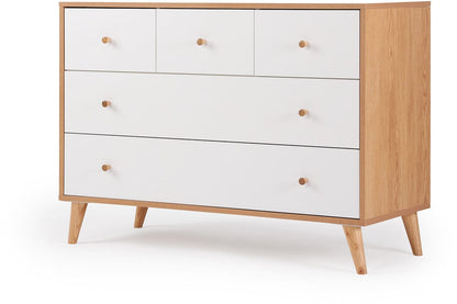 dadada Austin 5-Drawer Dresser - White / Red Oak - 43161-da