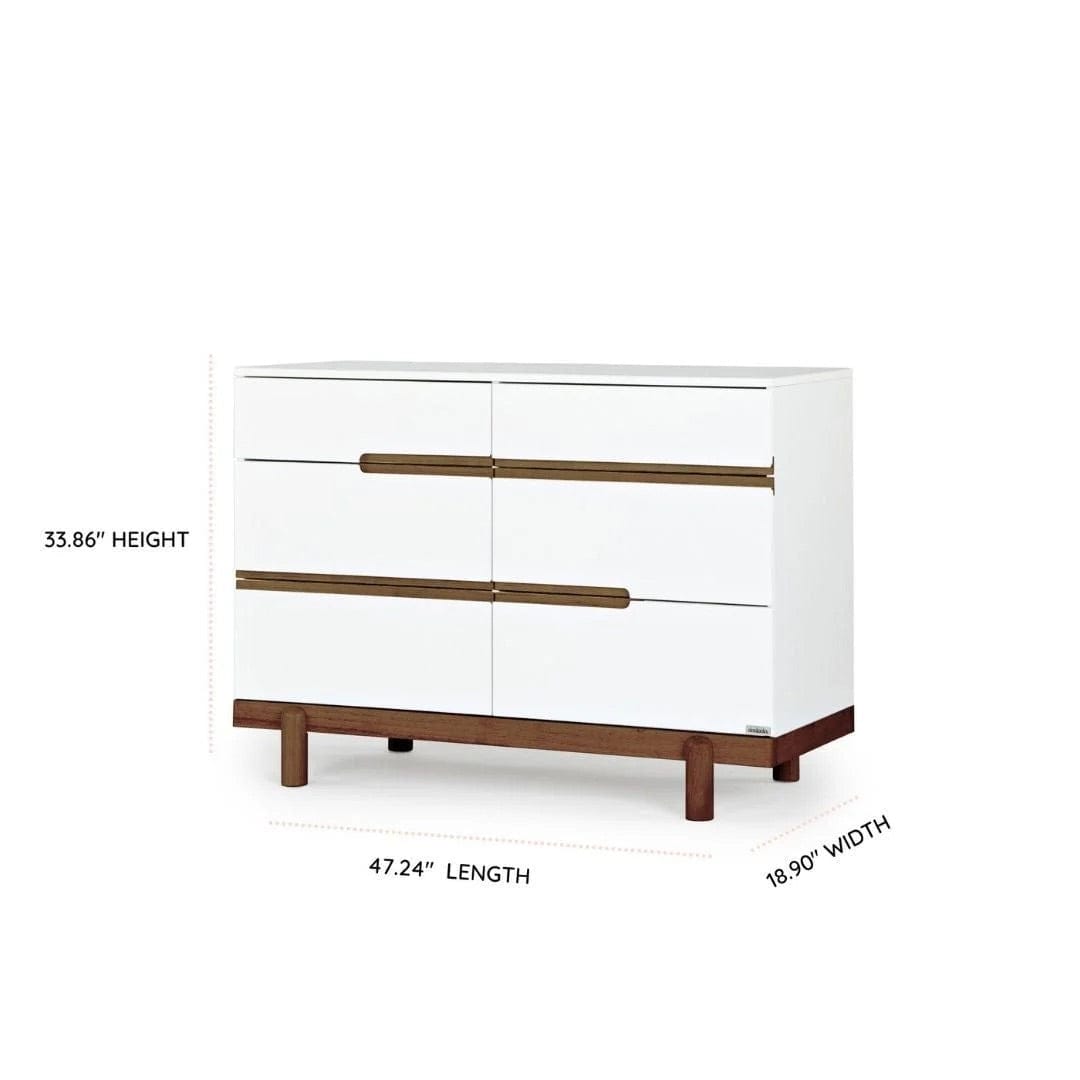 dadada Bliss 6-Drawer Dresser - White / Walnut - 46081-DA