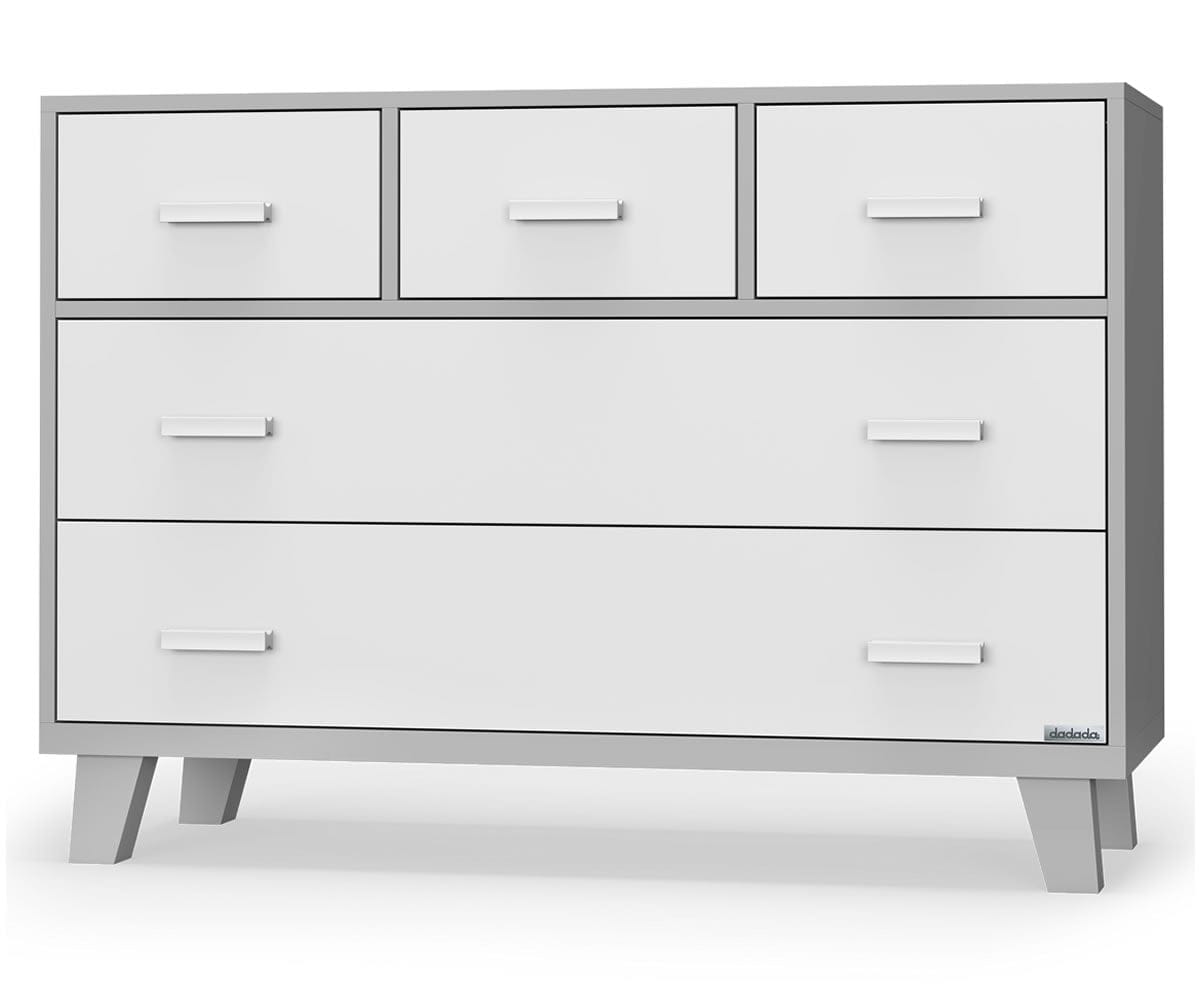 dadada Boston 5-Drawer Dresser - White/Gray - 40121-DA