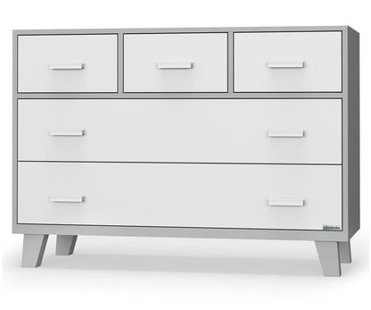 dadada Boston 5-Drawer Dresser - White/Gray - 40121-DA