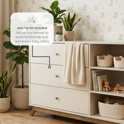 dadada Central Park 3-Drawer Dresser - Almond Milk / Walnut - 41182