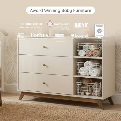 dadada Central Park 3-Drawer Dresser - Almond Milk / Walnut - 41182