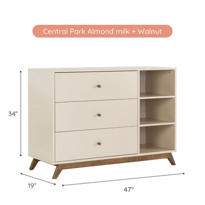 dadada Central Park 3-Drawer Dresser - Almond Milk / Walnut - 41182