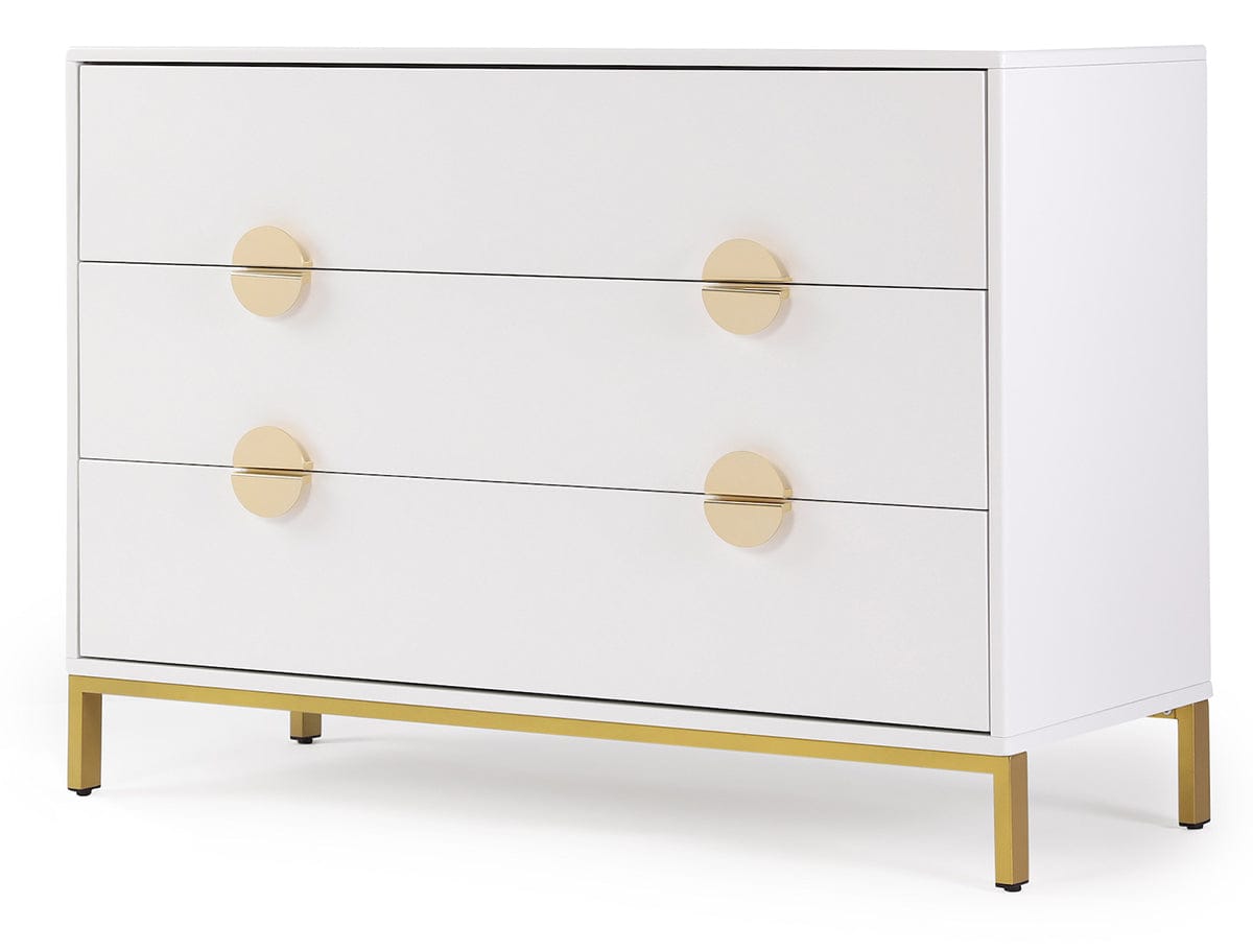 dadada Chicago 3-Drawer Dresser - White / Gold - 41891-DA