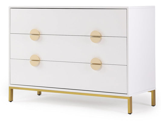 dadada Chicago 3-Drawer Dresser - White / Gold - 41891-DA