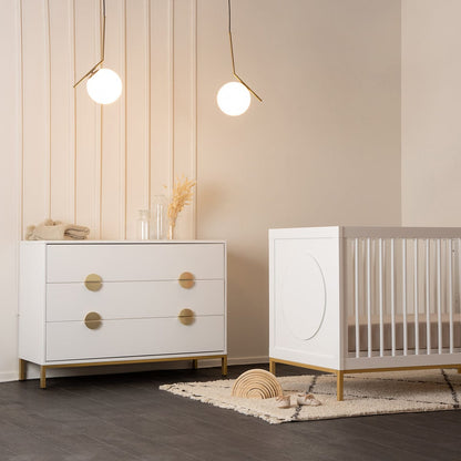 dadada Chicago 3-in-1 Crib - White / Gold - 13191-DA