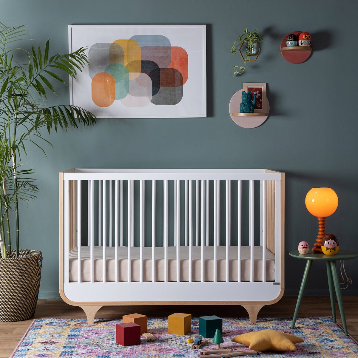 dadada Jolly 3-in-1 Convertible Crib - White / Natural - 10731-da