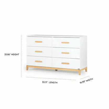 Dadada six drawer dresser with dimensions 55.11 inch length 18.90 inch width and 33.86 inch height